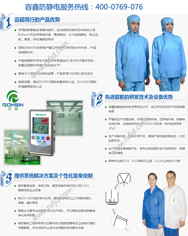 無塵工作服定制，選行業(yè)品牌容鑫防靜電